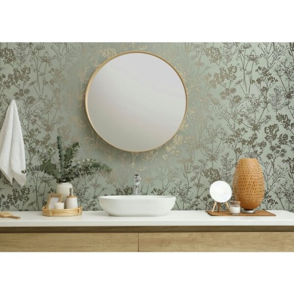 Vliestapete in grün, gold Blattmotiv Blätteroptik Floral Natur (82465)