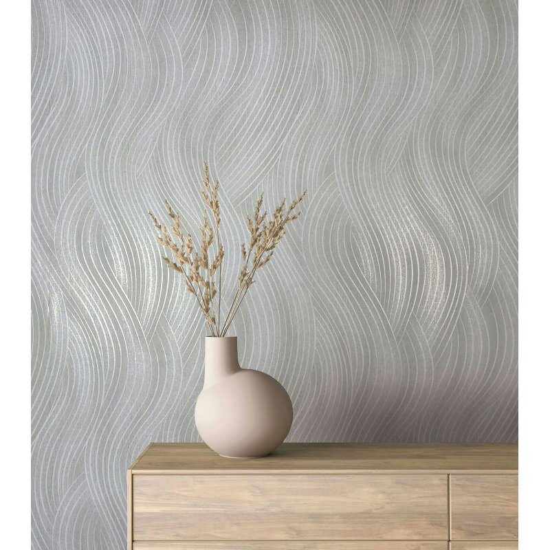 Vliestapete in grau Wellenoptik Struktur Grafisch Modern (82474)