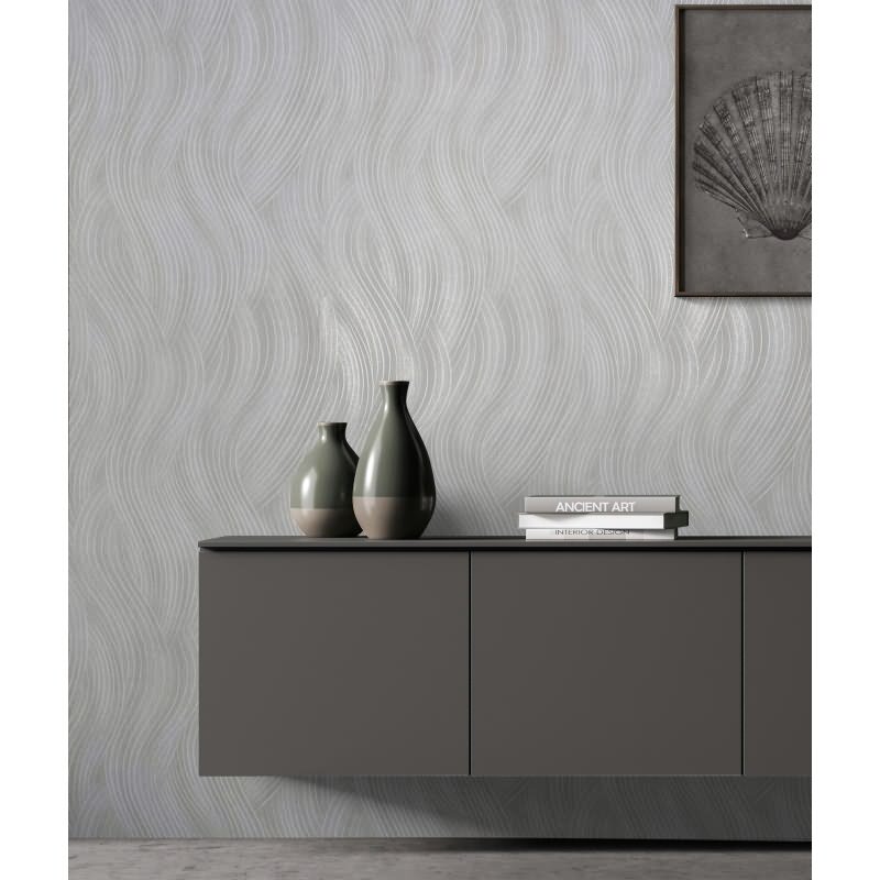 Vliestapete in grau Wellenoptik Struktur Grafisch Modern (82474)
