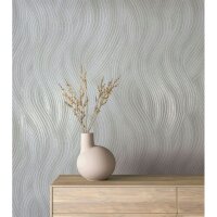 Vliestapete in grau Wellenoptik Struktur Grafisch Modern...