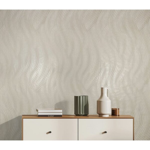Vliestapete in beige, grau Wellenoptik Struktur Grafisch Modern (82475)