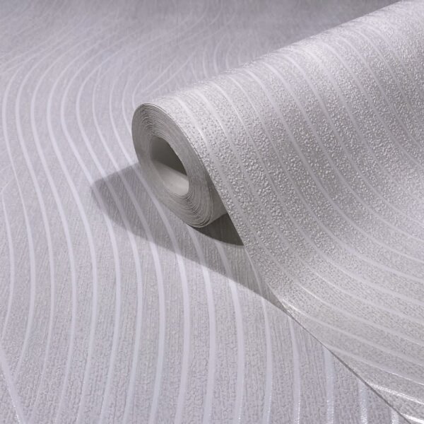 Vliestapete in weiß Wellenoptik Struktur Grafisch Modern (82476)