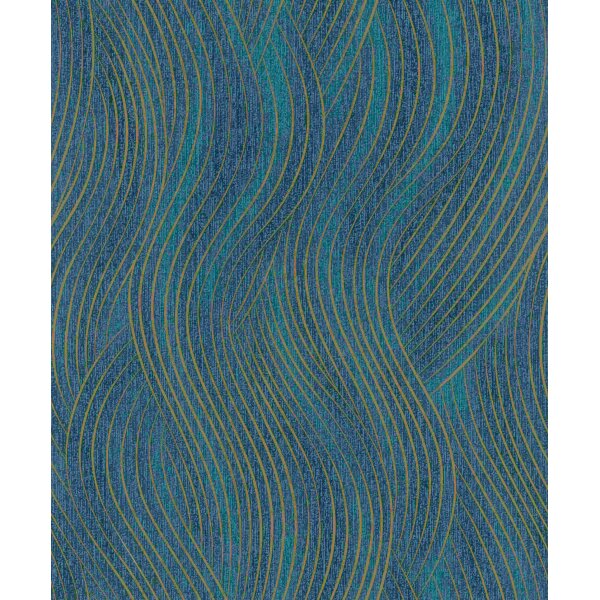 Vliestapete in grün, gold Wellenoptik Struktur Grafisch Modern (82477)