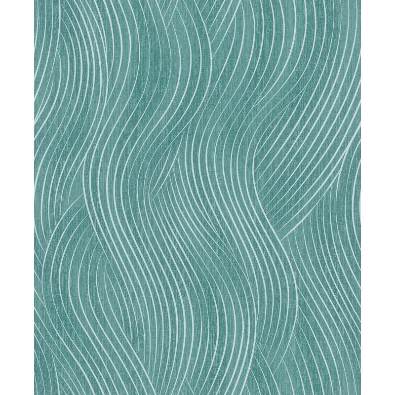 Vliestapete in grün, silber Wellenoptik Struktur Grafisch Modern (82478)