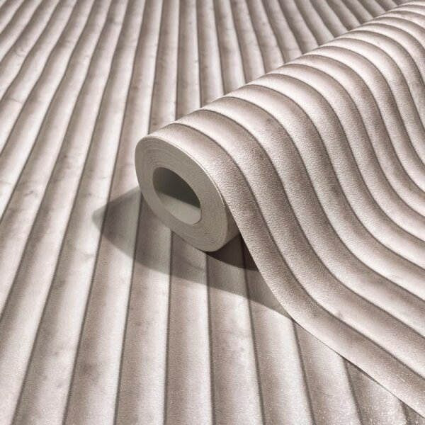 Vliestapete in beige Marmoroptik Stein Paneel Streifen Klassisch (89006)