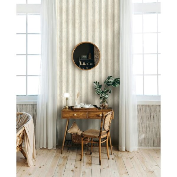 Vliestapete in beige Marmoroptik Stein Paneel Streifen Klassisch (89006)