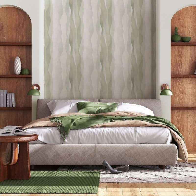 Vliestapete in Grün Abstrakte Streifenoptik Grafisch Modern für Wohnzimmer Schlafzimmer Küche (81634)