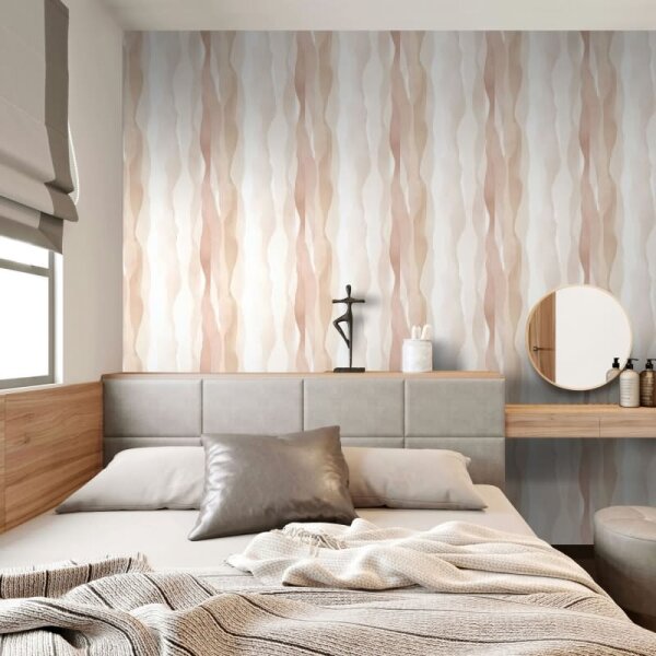 Vliestapete in Beige Abstrakte Streifenoptik Grafisch Modern für Wohnzimmer Schlafzimmer Küche (81635)