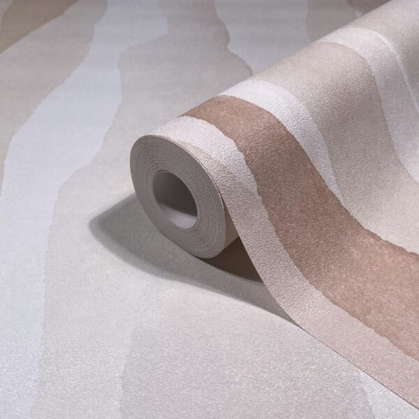 Vliestapete in Beige Abstrakte Streifenoptik Grafisch Modern für Wohnzimmer Schlafzimmer Küche (81635)