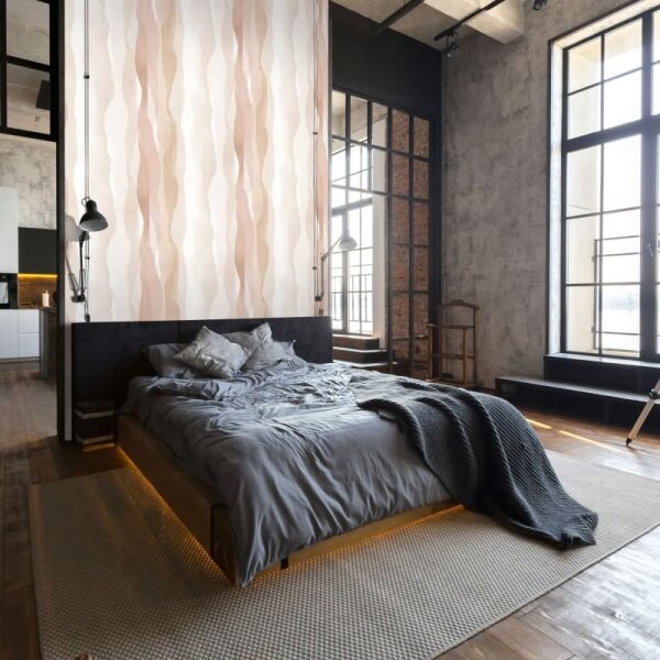 Vliestapete in Beige Abstrakte Streifenoptik Grafisch Modern für Wohnzimmer Schlafzimmer Küche (81635)