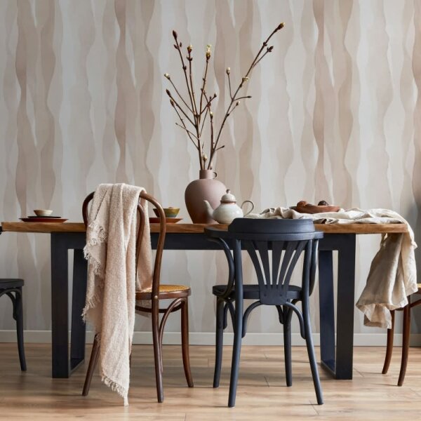 Vliestapete in Beige Grau Abstrakte Streifenoptik Grafisch Modern für Wohnzimmer Schlafzimmer Küche (81636)