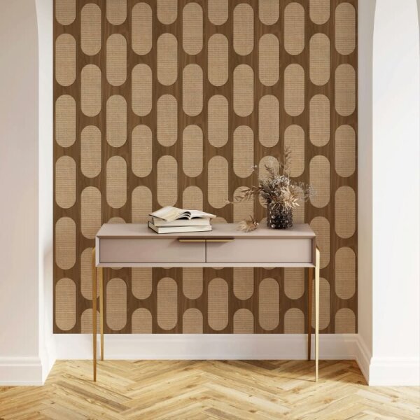Vliestapete in Braun Beige Holzoptik Gewebestruktur Holz Geometrisch für Wohnzimmer Schlafzimmer Küche (81637)
