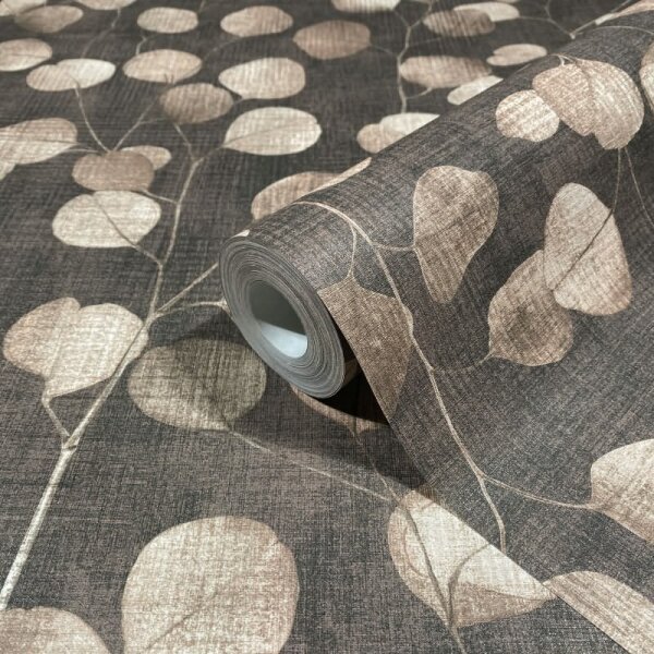 Vliestapete in Braun Blätter Blattoptik Floral Natur für Wohnzimmer Schlafzimmer Küche (81639)