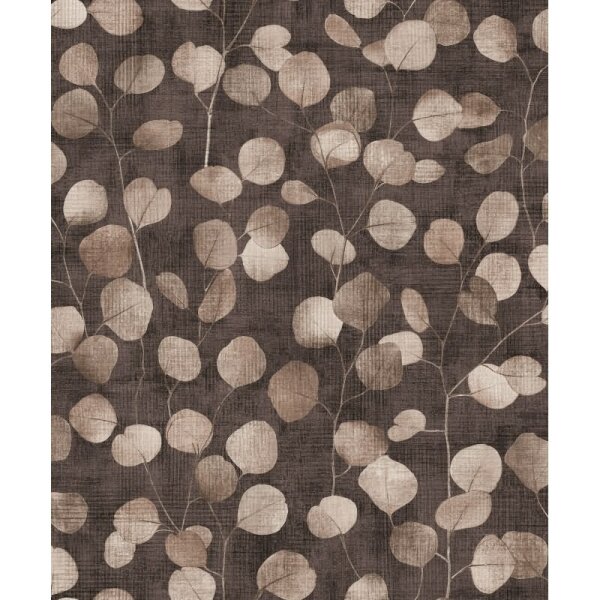 Vliestapete in Braun Blätter Blattoptik Floral Natur für Wohnzimmer Schlafzimmer Küche (81639)
