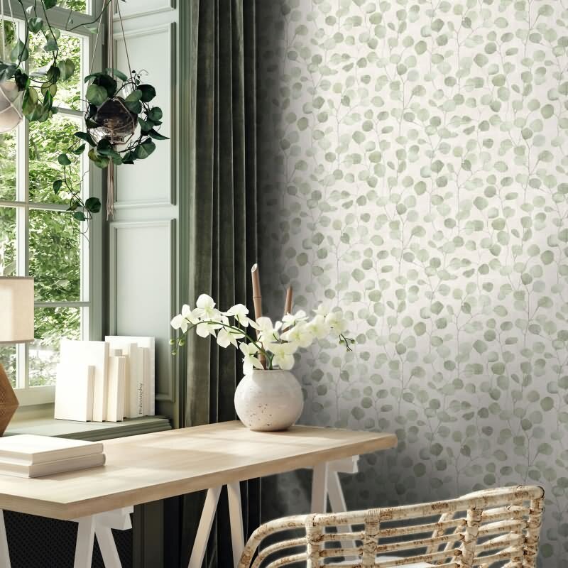 Vliestapete in Grün Blätter Blattoptik Floral Natur für Wohnzimmer Schlafzimmer Küche (81642)