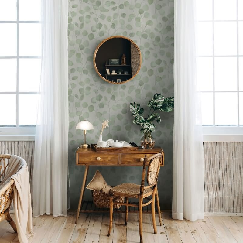 Vliestapete in Grün Blätter Blattoptik Floral Natur für Wohnzimmer Schlafzimmer Küche (81642)