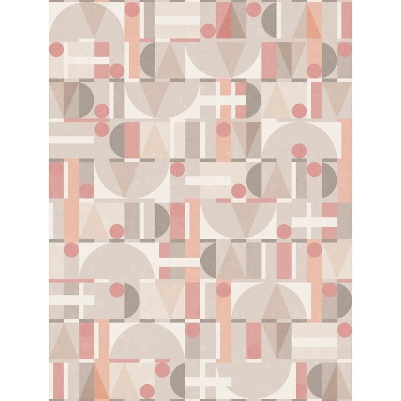 Vliestapete in Grau Beige Rot Moderne Formen Grafisch Geometrisch für Wohnzimmer Schlafzimmer Küche (81644)