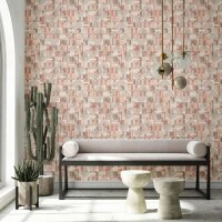 Vliestapete in Grau Beige Rot Moderne Formen Grafisch...