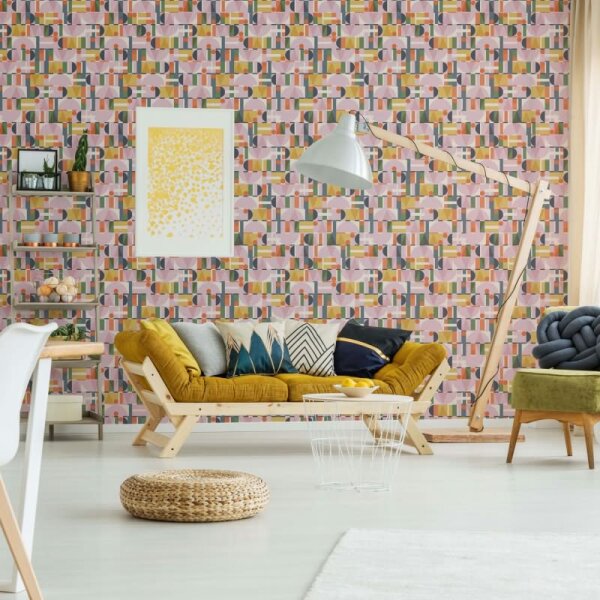 Vliestapete in Bunt Moderne Formen Grafisch Geometrisch für Wohnzimmer Schlafzimmer Küche (81645)