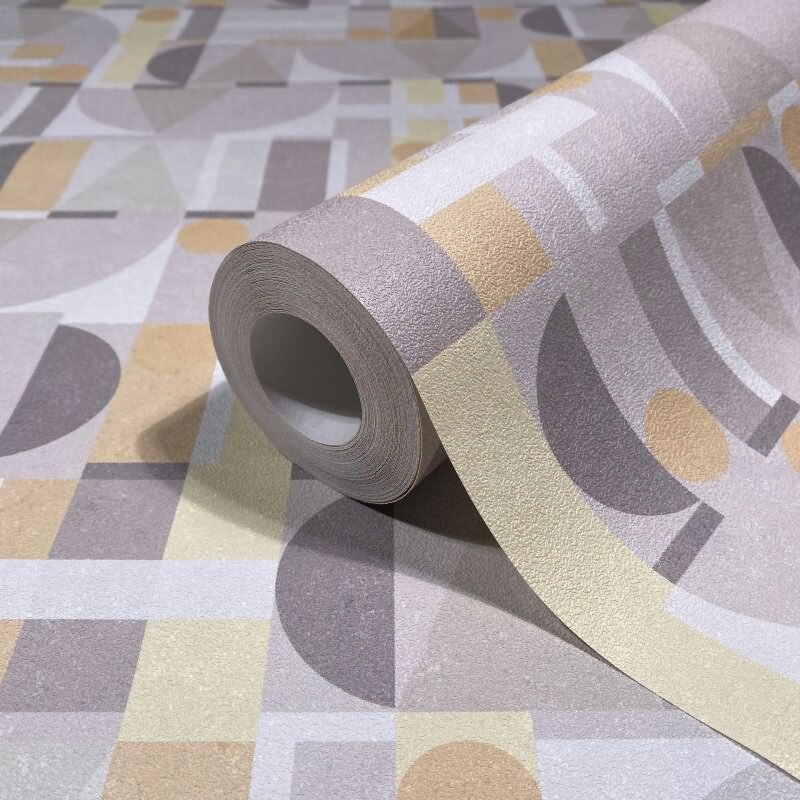Vliestapete in Grau Weiß Gelb Moderne Formen Grafisch Geometrisch für Wohnzimmer Schlafzimmer Küche (81646)