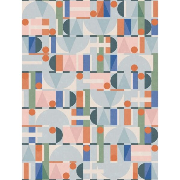 Vliestapete in Grün Blau Orange Moderne Formen Grafisch Geometrisch für Wohnzimmer Schlafzimmer Küche (81647)