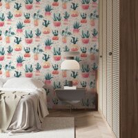 Vliestapete in Grau Gr&uuml;n Rot Blumen Pflanzen Floral...