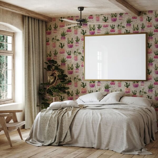 Vliestapete in Grau Grün Lila Blumen Pflanzen Floral Natur Modern für Wohnzimmer Schlafzimmer Küche (81653)