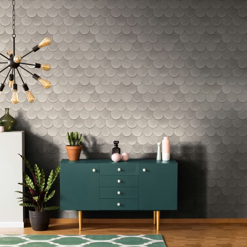 Vliestapete in Grau 3D-Optik Schuppenoptik vintage used look Geometrisch für Wohnzimmer Schlafzimmer Küche (81654)