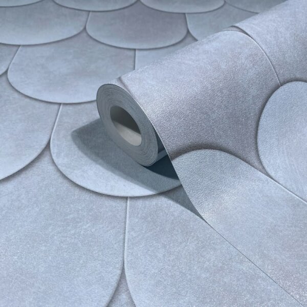 Vliestapete in Blau 3D-Optik Schuppenoptik vintage used look Geometrisch für Wohnzimmer Schlafzimmer Küche (81656)