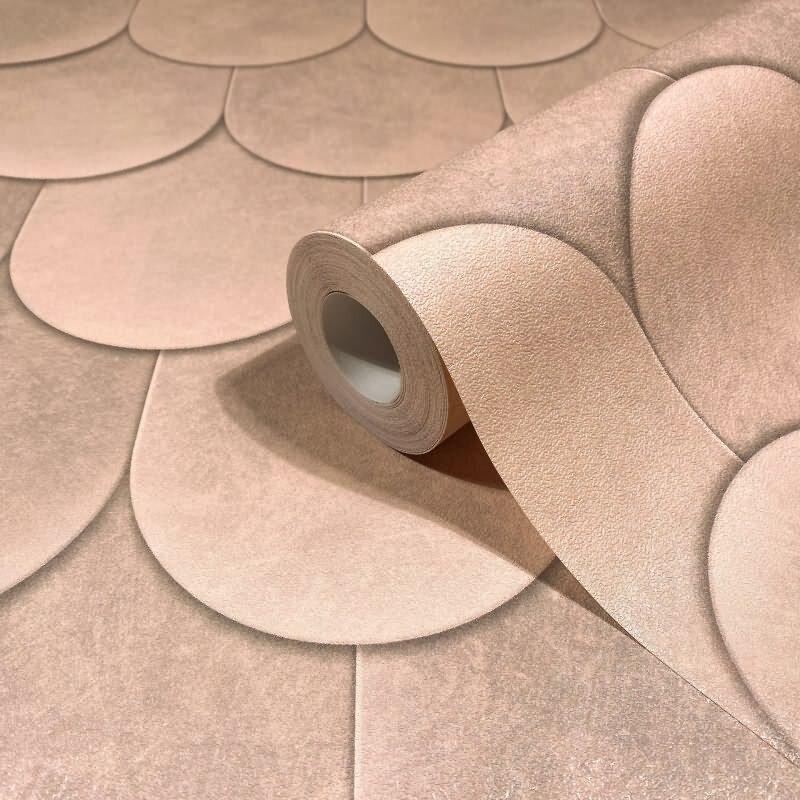 Vliestapete in Orange 3D-Optik Schuppenoptik vintage used look Geometrisch für Wohnzimmer Schlafzimmer Küche (81658)