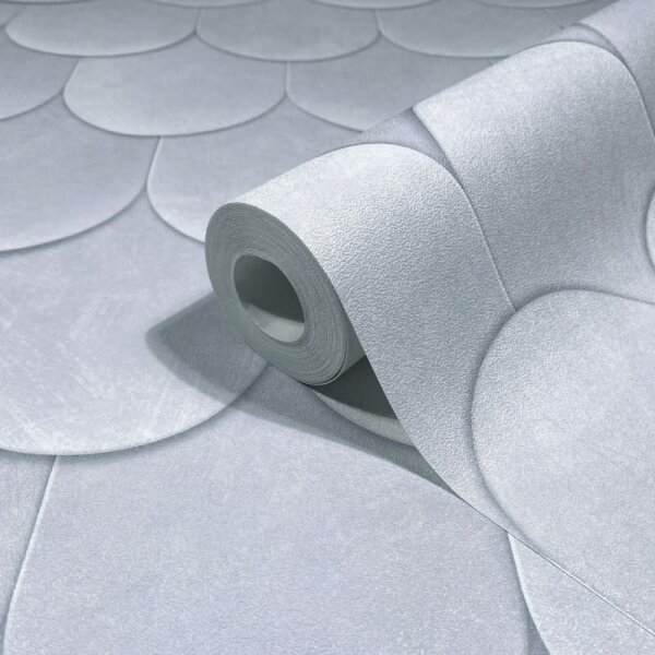 Vliestapete in Grau Blau 3D-Optik Schuppenoptik vintage used look Geometrisch für Wohnzimmer Schlafzimmer Küche (81660)