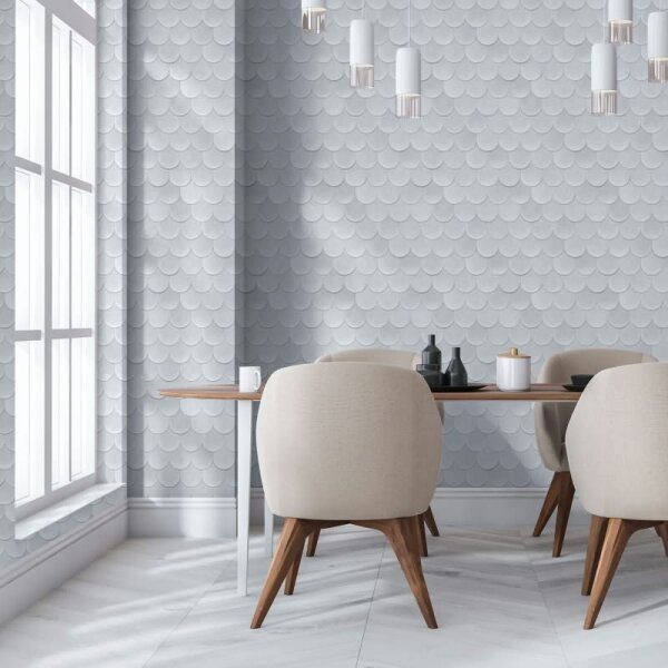 Vliestapete in Grau Blau 3D-Optik Schuppenoptik vintage used look Geometrisch für Wohnzimmer Schlafzimmer Küche (81660)