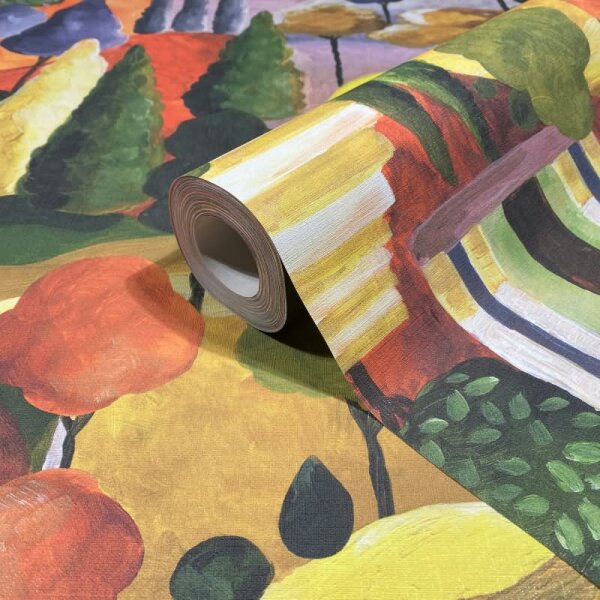 Vliestapete in Bunt Malerische Bäume Grafisch Modern für Wohnzimmer Schlafzimmer Küche (81661)