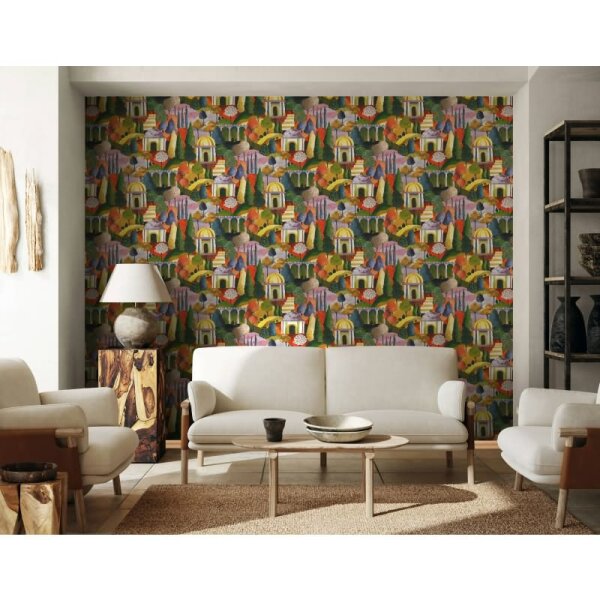 Vliestapete in Bunt Malerische Bäume Grafisch Modern für Wohnzimmer Schlafzimmer Küche (81661)