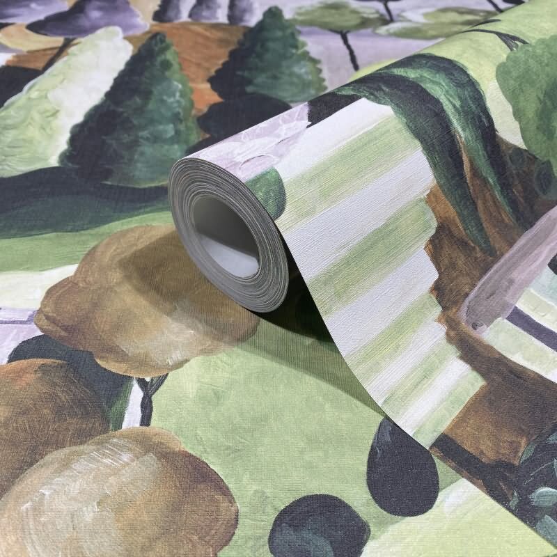 Vliestapete in Bunt Malerische Bäume Grafisch Modern für Wohnzimmer Schlafzimmer Küche (81663)