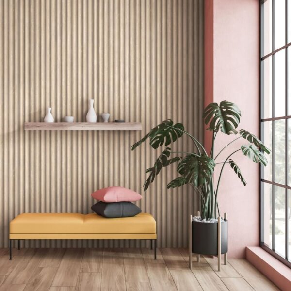 Vliestapete in Braun 3D-Optik Akustikpaneel Optik Holz Streifen Klassisch für Wohnzimmer Schlafzimmer Küche (81694)