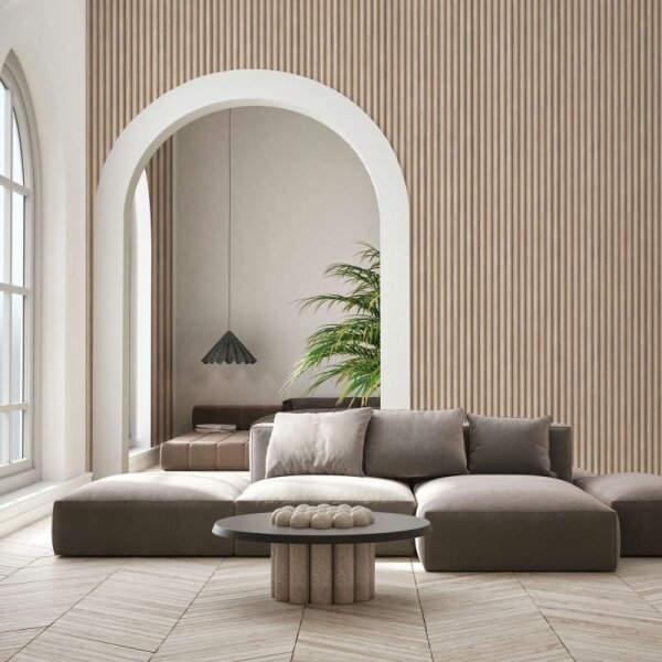 Vliestapete in Braun 3D-Optik Akustikpaneel Optik Holz Streifen Klassisch für Wohnzimmer Schlafzimmer Küche (81694)