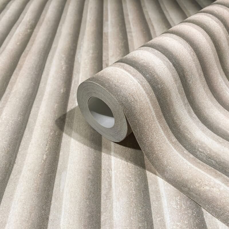 Vliestapete in Grau Beige 3D-Optik Akustikpaneel Optik Holz Streifen Klassisch für Wohnzimmer Schlafzimmer Küche (81697)