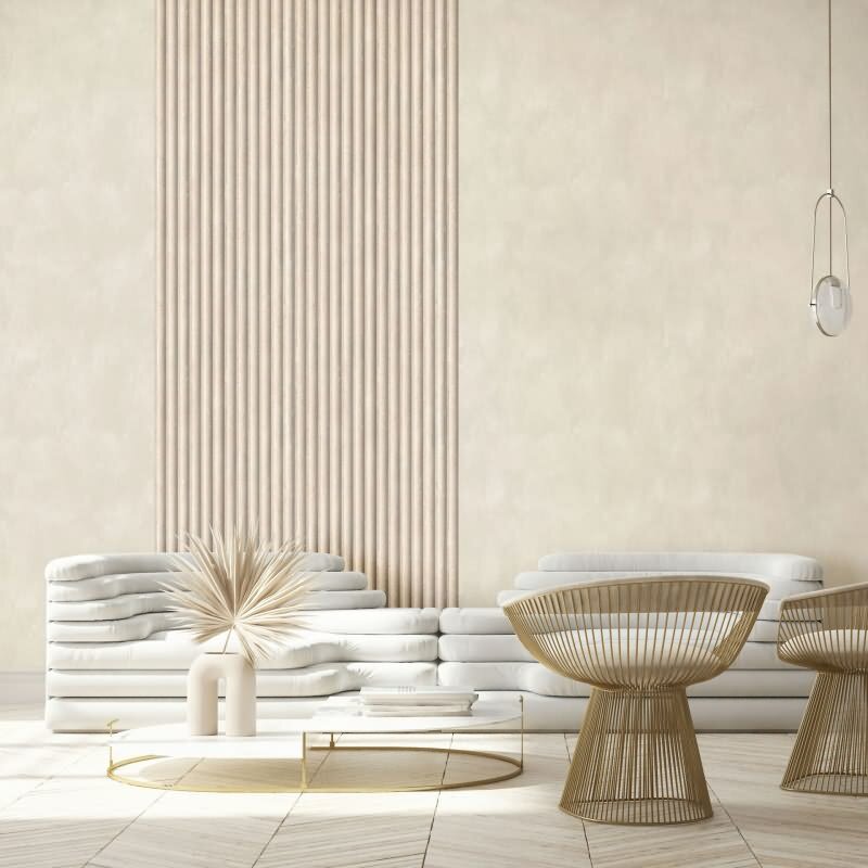 Vliestapete in Grau Beige 3D-Optik Akustikpaneel Optik Holz Streifen Klassisch für Wohnzimmer Schlafzimmer Küche (81697)