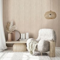 Vliestapete in Grau Beige 3D-Optik Akustikpaneel Optik...