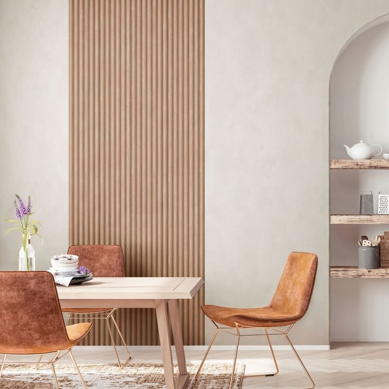 Vliestapete in Braun Beige 3D-Optik Akustikpaneel Optik Holz Streifen Klassisch für Wohnzimmer Schlafzimmer Küche (81698)