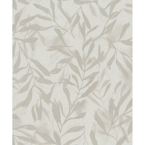 Vliestapete in Beige Blätter Blattoptik Vintage Floral Natur für Wohnzimmer Schlafzimmer Küche (82441)