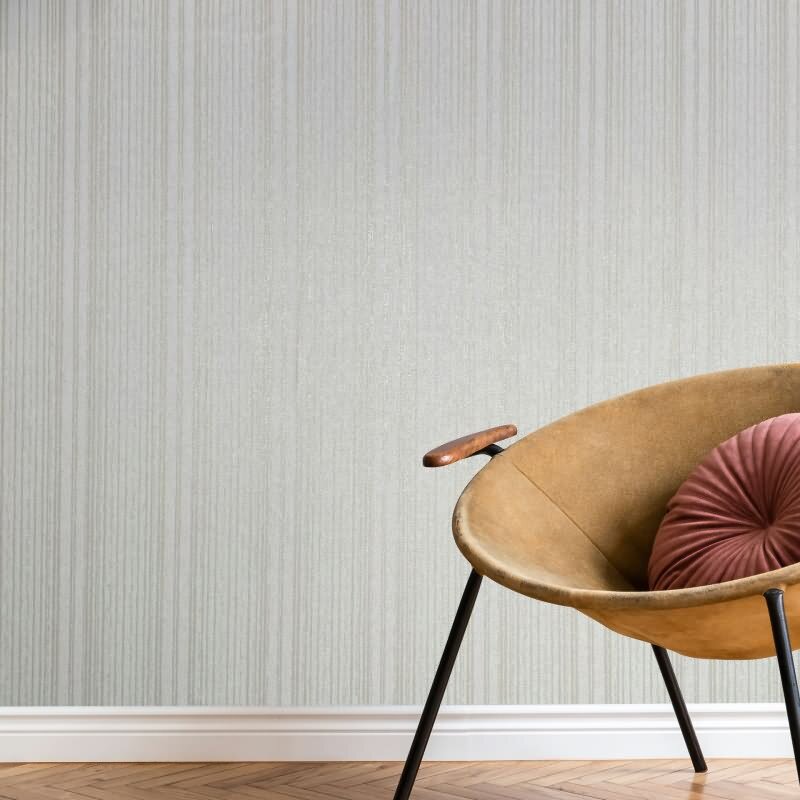 Vliestapete in Weiß Beige Streifen und Linien Tapete Streifen Klassisch für Wohnzimmer Schlafzimmer Küche (82443)