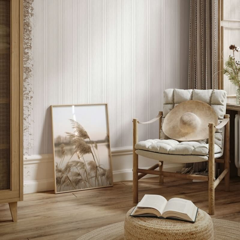 Vliestapete in Weiß Streifen und Linien Tapete Streifen Klassisch für Wohnzimmer Schlafzimmer Küche (82445)