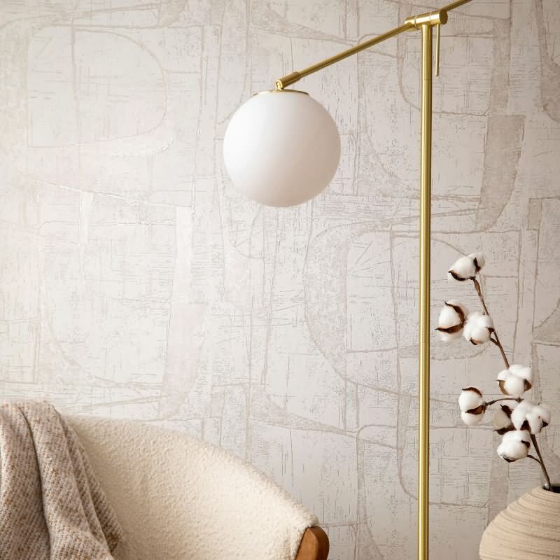 Vliestapete in Beige Glänzend Geometrische Formen Grafisch Modern für Wohnzimmer Schlafzimmer Küche (82450)