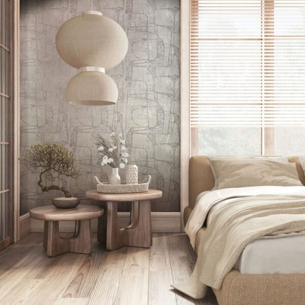 Vliestapete in Grau Glänzend Geometrische Formen Grafisch Modern für Wohnzimmer Schlafzimmer Küche (82452)