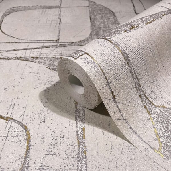 Vliestapete in Beige Glänzend Geometrische Formen Grafisch Modern für Wohnzimmer Schlafzimmer Küche (82453)