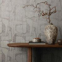 Vliestapete in Beige Gl&auml;nzend Geometrische Formen...