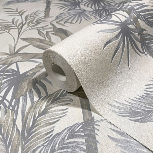 Vliestapete in Beige Bäume Blätter Dschungel Floral Natur für Wohnzimmer Schlafzimmer Küche (82455)