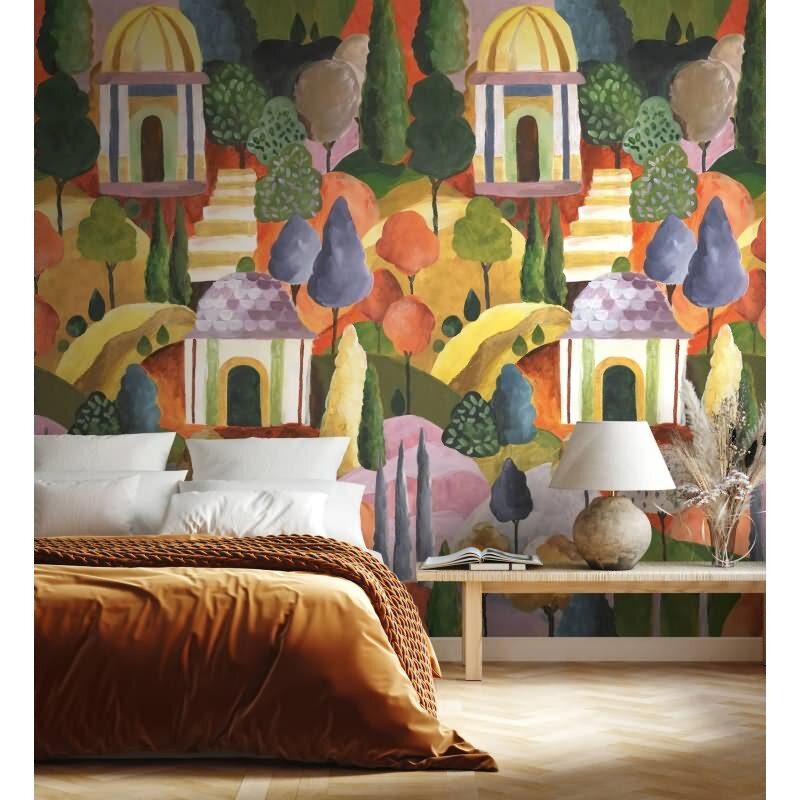 Fototapete in Bunt 3D-Optik Akustikpaneel Optik Holz Grafisch Modern für Wohnzimmer Schlafzimmer Küche (81664)